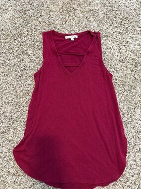 Express Sleeveless V-Neck Tank Top in Deep Burgundy